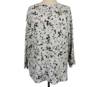 J. Jill Top Women 3X Plus Beige Floral Knit Side Button Tunic